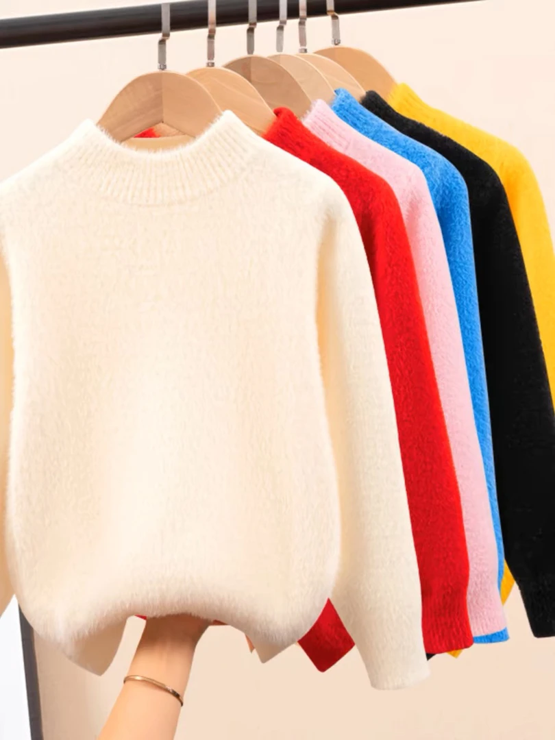 福利纯色水貂绒毛衣正码正拍