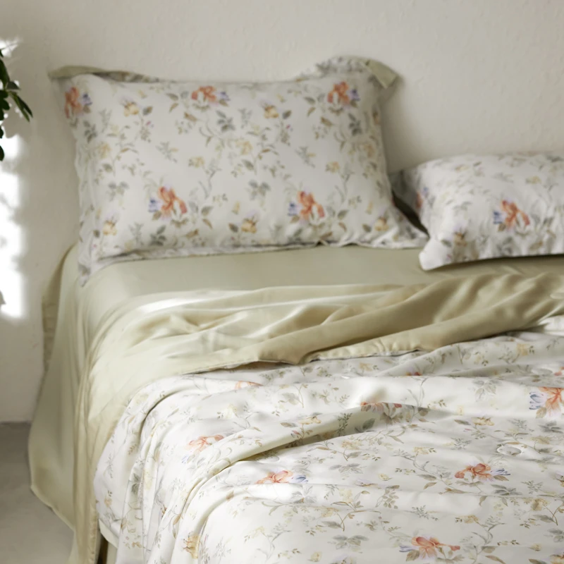 纱呓轩高档60s兰精天丝夏凉被空调被数码印花单双人夏被薄款被子