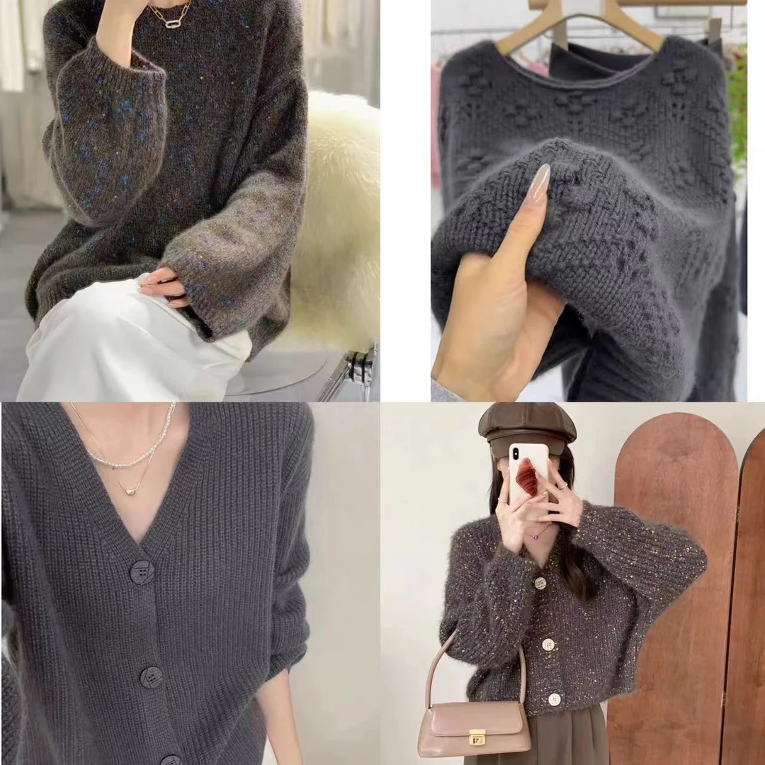秋冬女装开衫外套套头毛衣纯属简约百搭气质长袖时尚针织