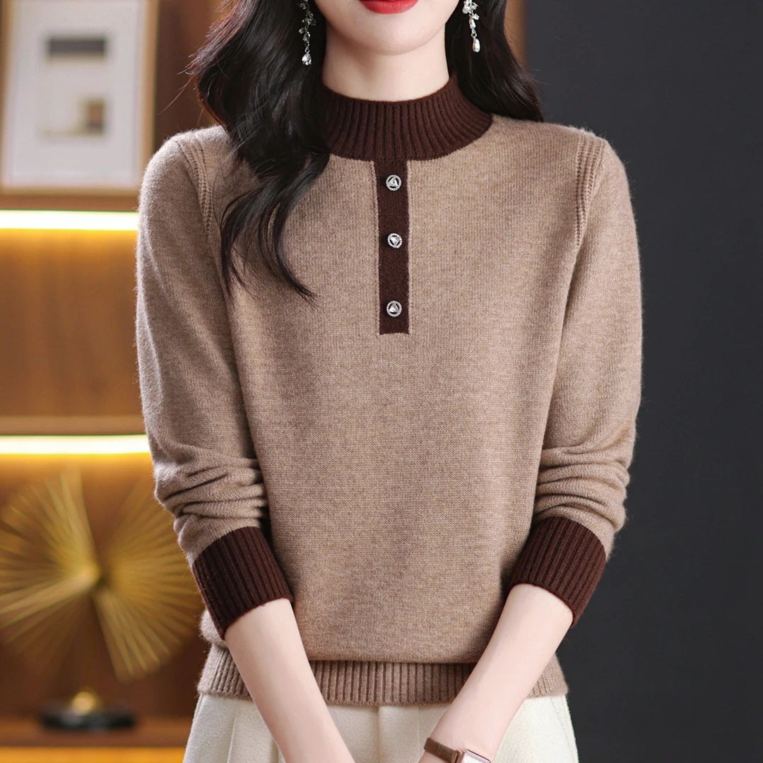 冬季新款女士半高领加厚短款套头内搭针织打底衫毛衣