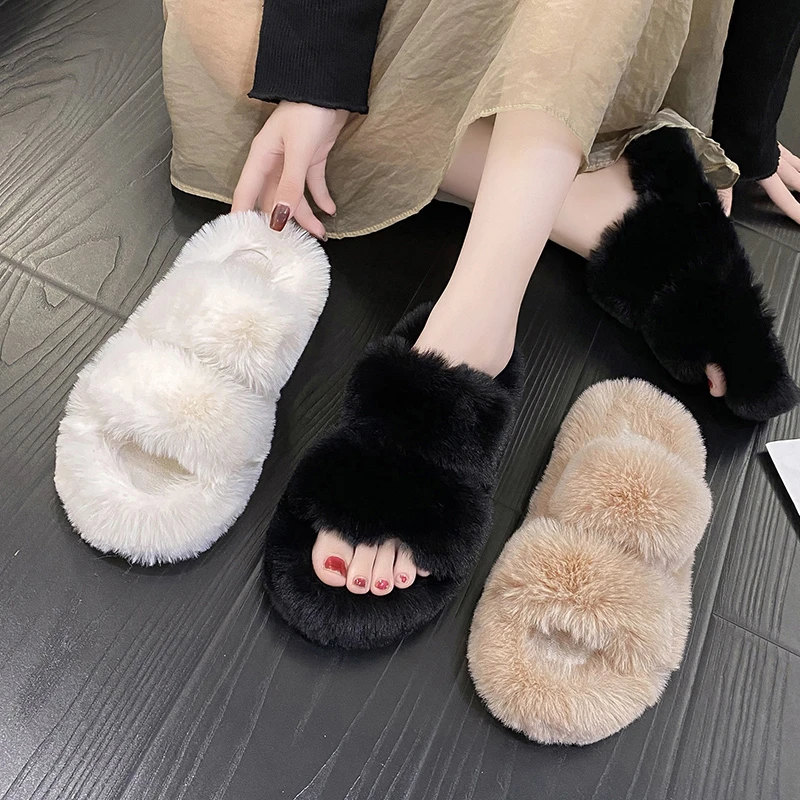 高级感毛毛拖鞋女外穿时尚秋冬新款网红防滑厚底松糕居家棉拖鞋潮