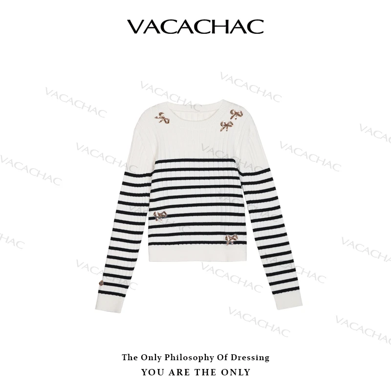 【巴黎左岸】华 伦家何穗机场穿搭条纹针织衫X