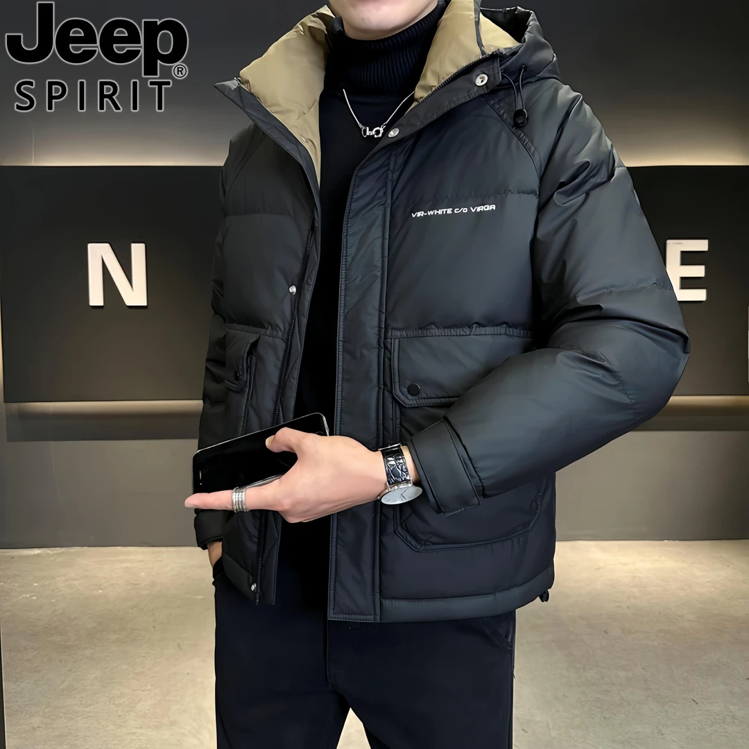 JEEP吉普新款羽绒服男士爆款秋冬外套休闲潮牌痞帅加厚保暖机车服