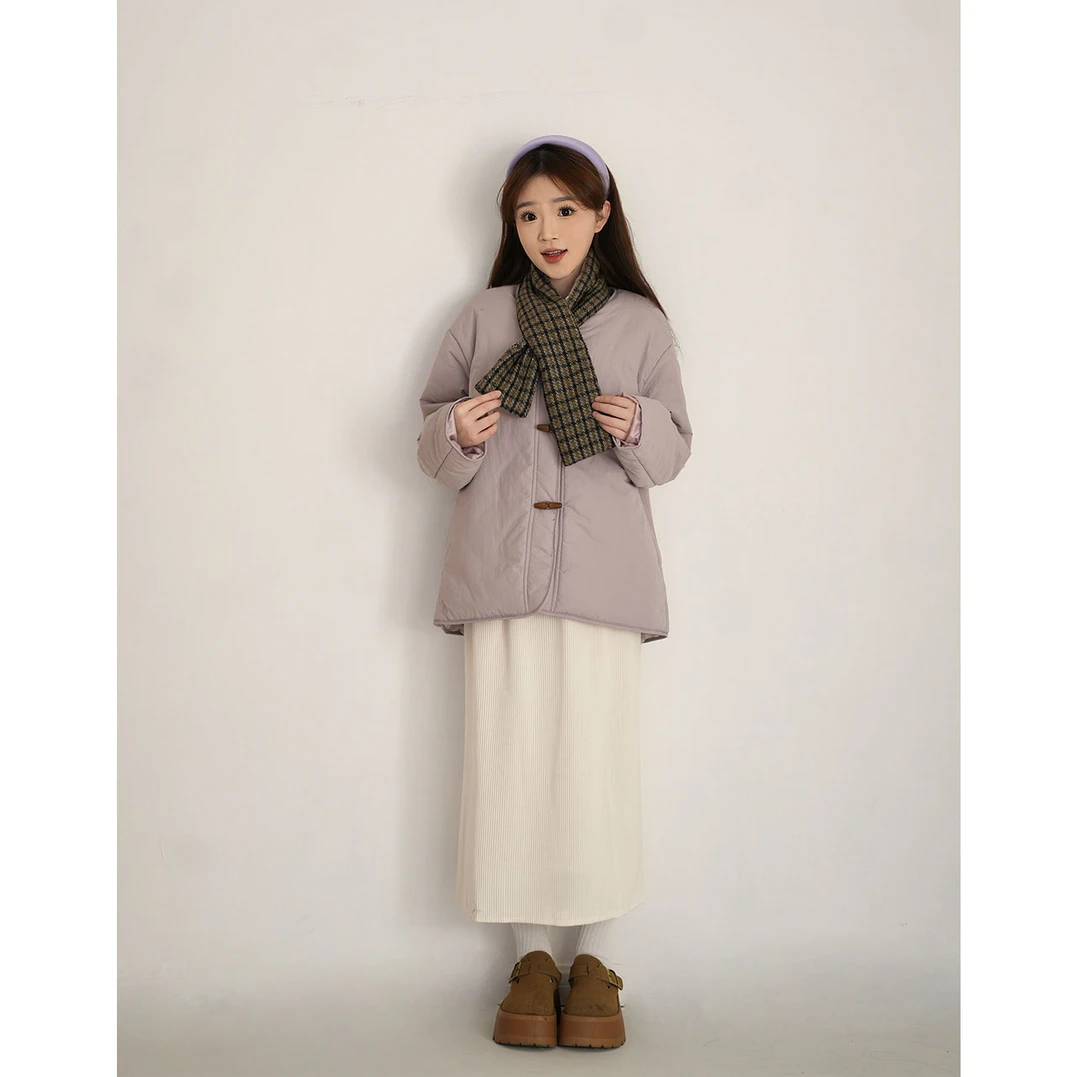 洋洋子【海芋恋】双面围巾宽松棉外套女冬季保暖减龄复古小木扣棉衣