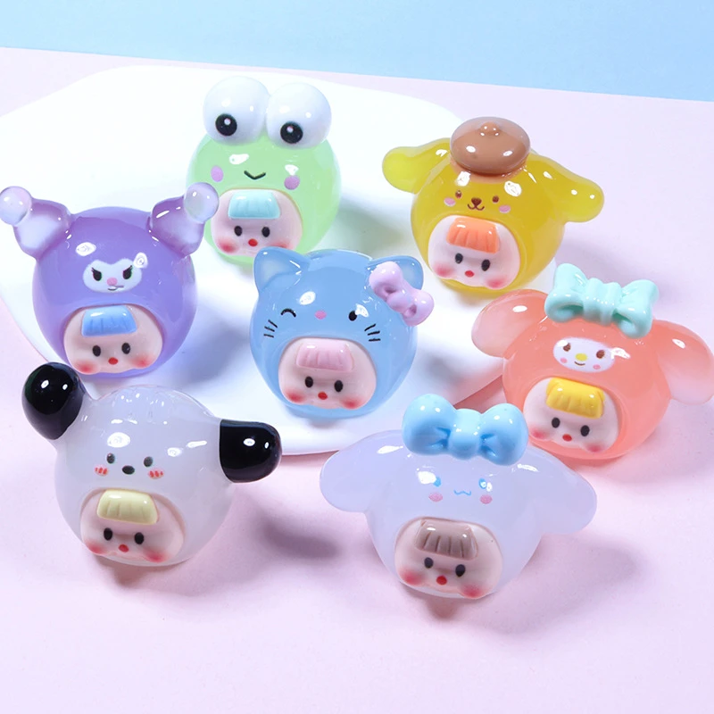 夜光大号三丽鸥多妹树脂饰品配件diy奶油胶钥匙扣装饰配件一套七