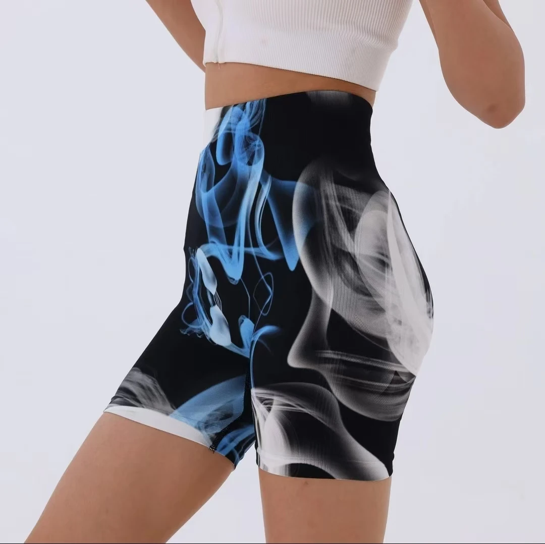 暴走丫头运动瑜伽跑步健身高弹透气女印花短裤