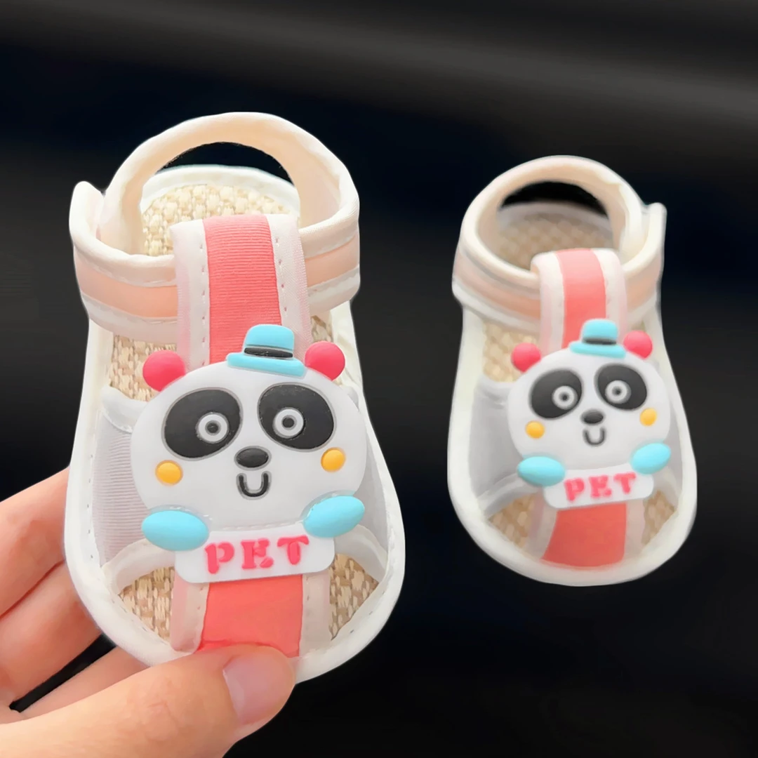 夏季新款男女宝宝0-1岁婴幼儿学步鞋子软胶底包头防踢牛筋底凉鞋2