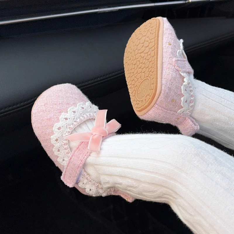 春秋新生婴儿0-1岁6-12个月女宝宝百天周岁小香风棉布公主学步鞋