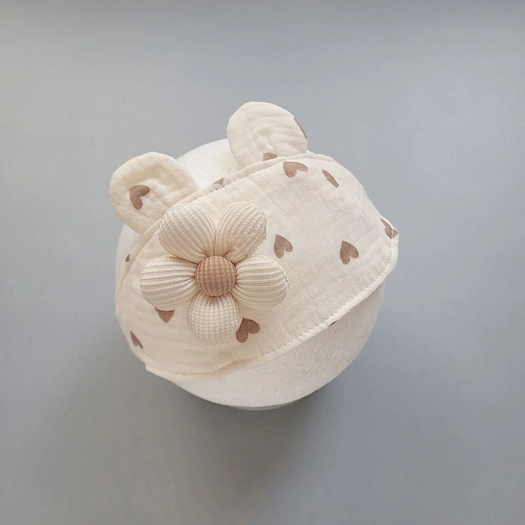 可爱萌印花婴幼儿宝宝帽子护囟门新生儿胎帽春秋夏季薄款空顶发带