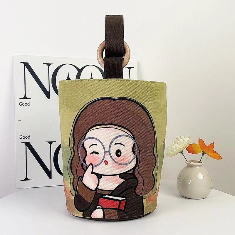 弘娜×皮皮是小羊 名画系列美拉德秋冬可爱百搭木环手提水桶包女 ·