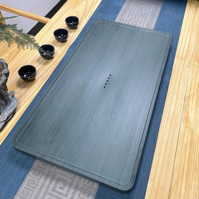 和平翡翠绿石茶盘天然整块石茶盘排水式家用办公石茶台茶托盘