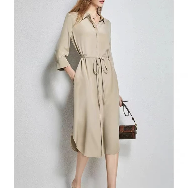 30姆米重绉桑蚕丝纯色连衣裙百搭气质轻奢显瘦时尚  Q023