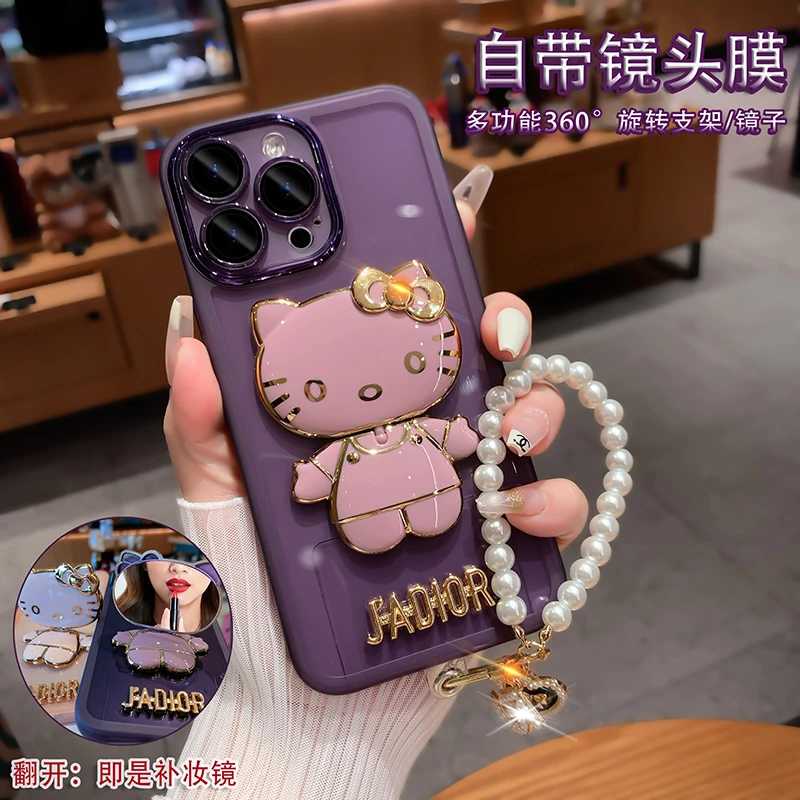 苹果14promax手机壳新款镜头膜iPhone13镜子支架12高级感女款防摔