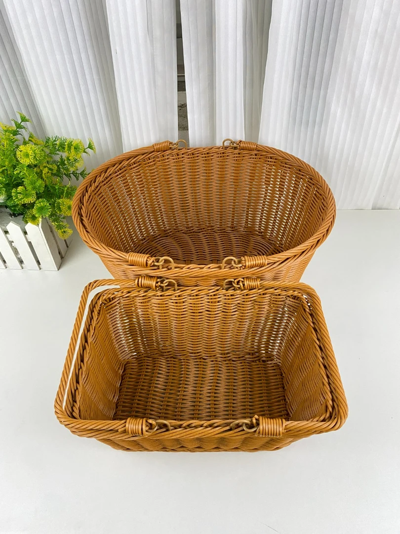 T68拍一发二组合手工藤编提篮藤编家用椭圆形长方形储物织筐陈列