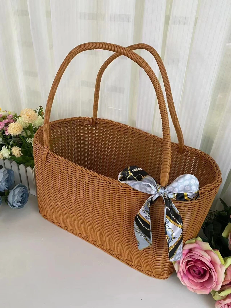 T41手工仿藤编特大号提篮买菜野餐篮水果篮购物篮工时尚家用