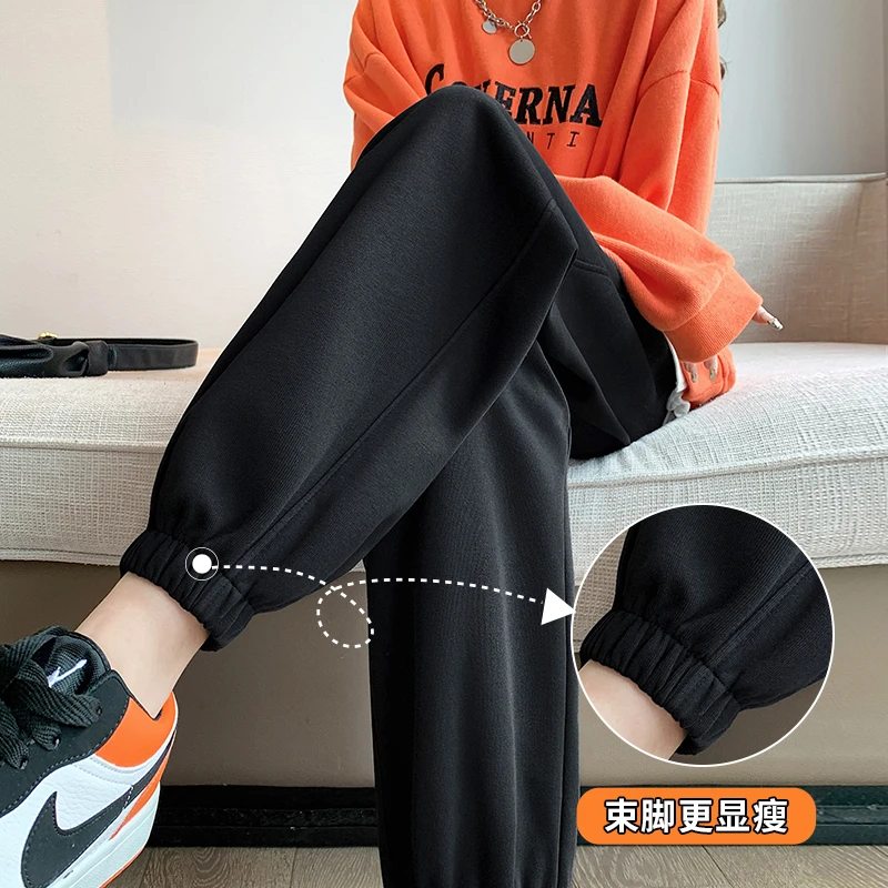 束脚加长运动裤高腰直筒百搭女款裤子梨形遮肉显瘦卫裤美式灯笼裤