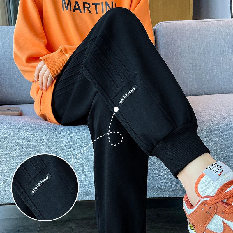 卫裤2024秋冬季新款高腰直筒显瘦女款裤子休闲百搭薄款束脚运动裤