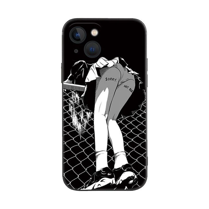 日系暗黑丧动漫画长腿少女适用iPhone13苹果12ProMAX手机壳11/SE3