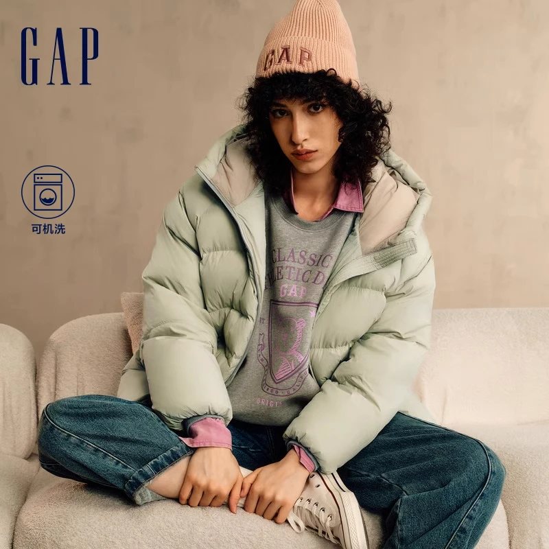 休闲女装2024秋冬新款立领连帽收腰羽绒服保暖简约宽松外套606103