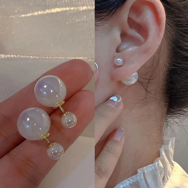 合金耳饰 人鱼姬珠珠耳钉轻奢高级感气质超仙百搭两戴ins小巧耳环