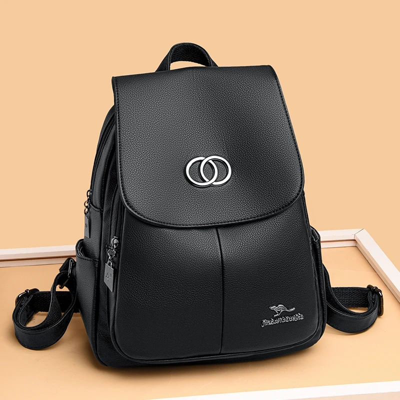 芭藜袋鼠2025新款软皮双肩包女时尚旅游背包女士高档包休闲大容量