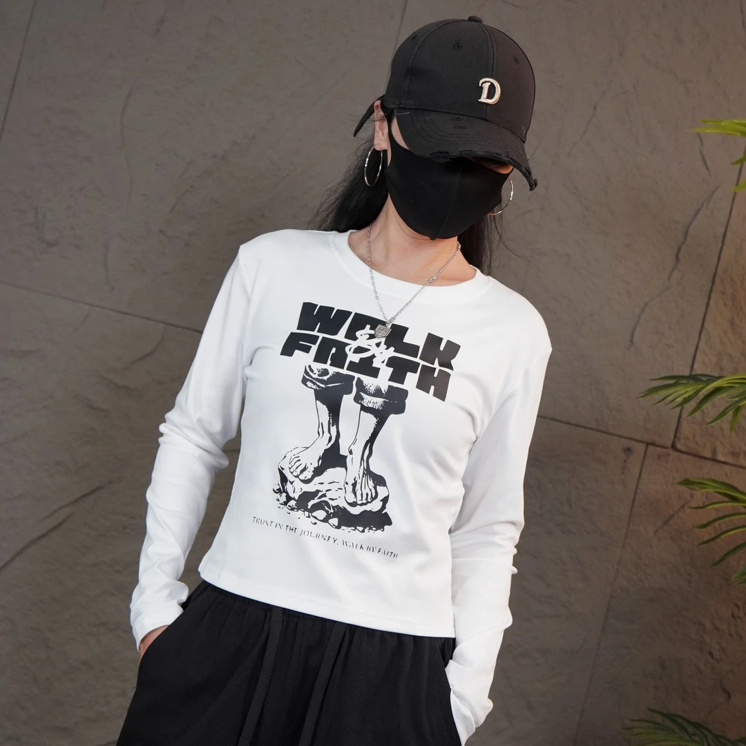 时超康友利玖壹玖清仓断码长袖修身印花T恤0139-2款