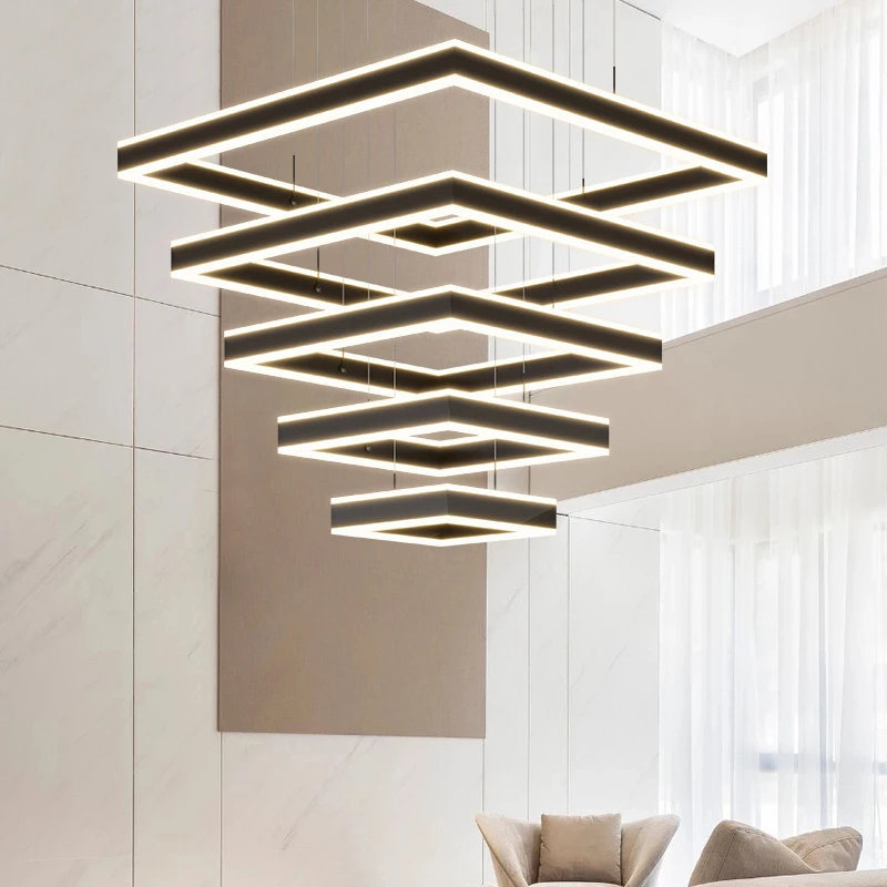 北欧方形上下发光简约时尚家用客厅吊灯大气卧室吊灯大厅现代灯具