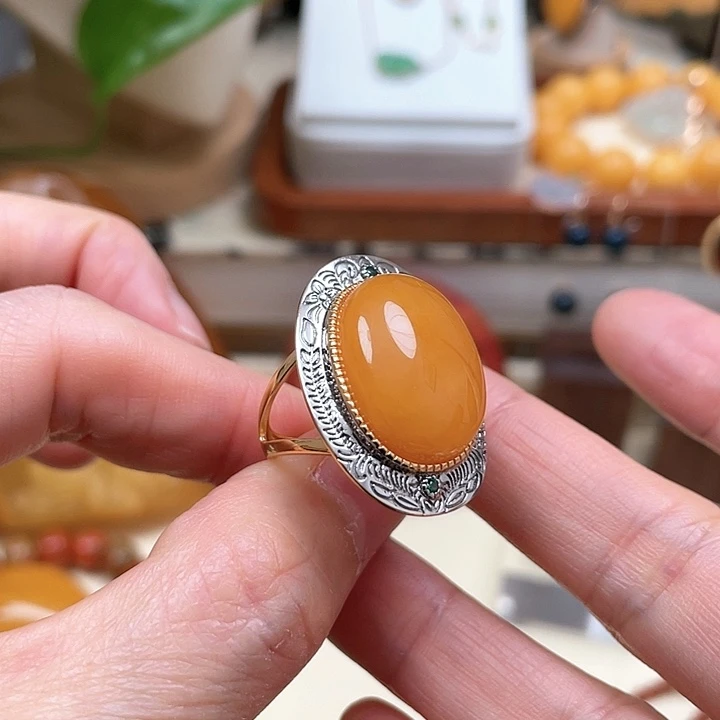 琥珀珠宝奇石银S925镶嵌