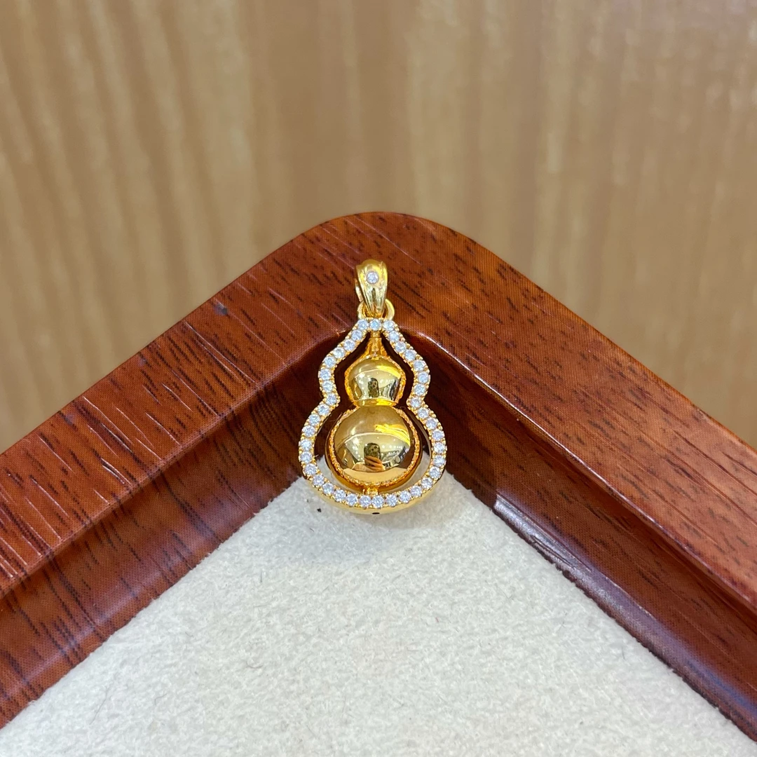 【合成/培育】【金媛】18k金莫桑石爆闪葫芦吊坠（不含链）轻奢时尚