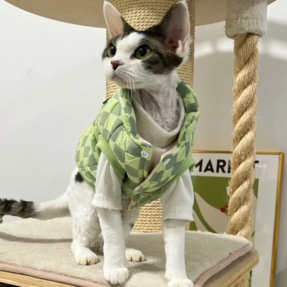 无毛猫斯芬克斯德文宠物猫咪秋冬款毛毛拼色衣服保暖