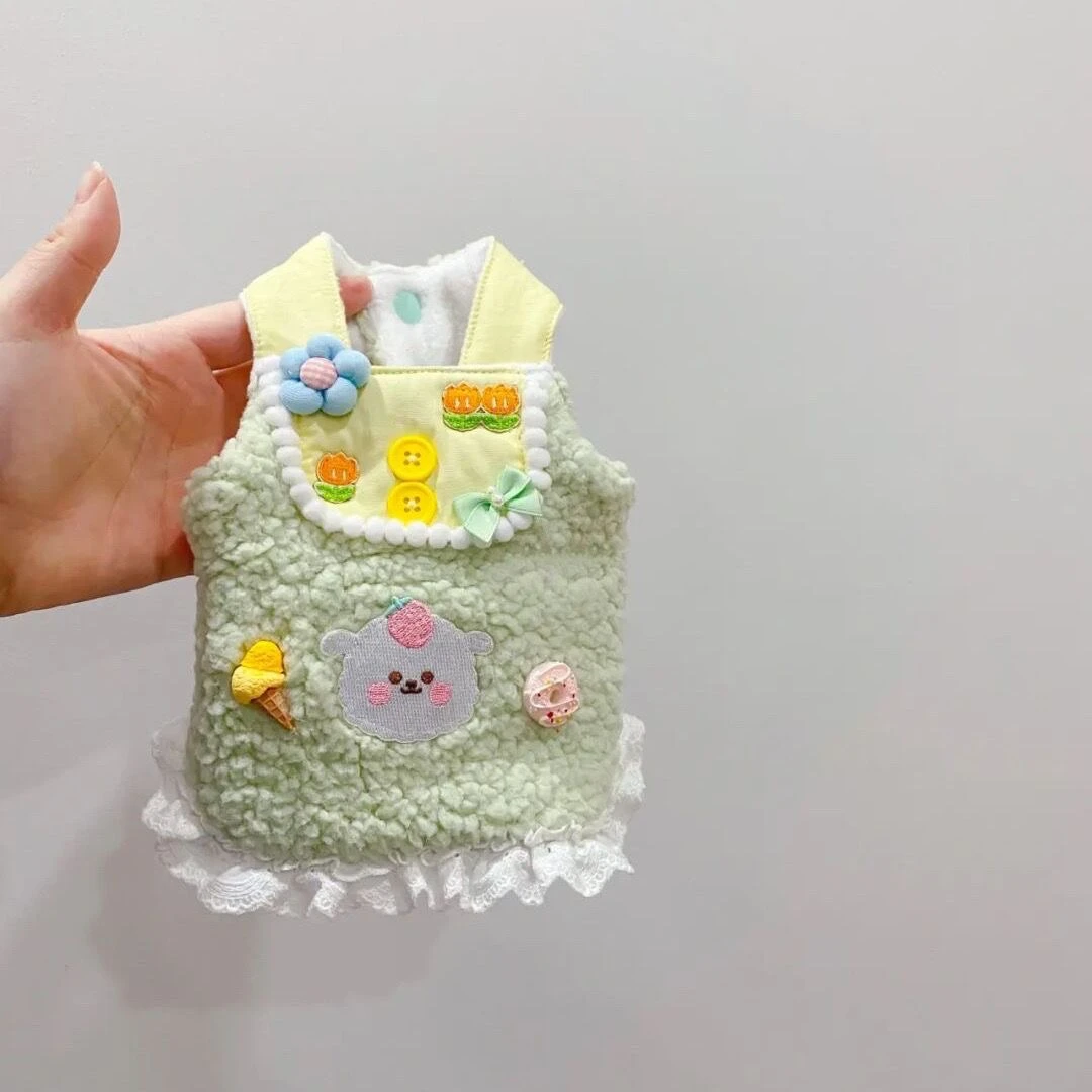 宠物秋冬绒衣衣服狗狗猫咪秋冬保暖可爱小羊背带泰迪博美小马猫咪