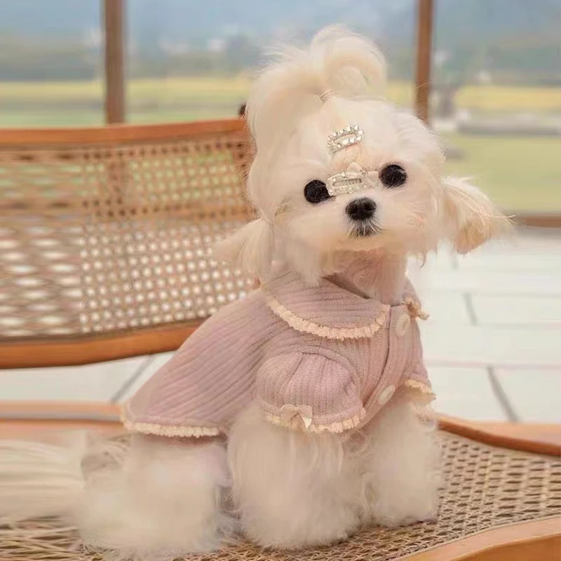 奶粉色宠物可爱春秋季泰迪博美比熊马甲狗狗猫咪衣服外套