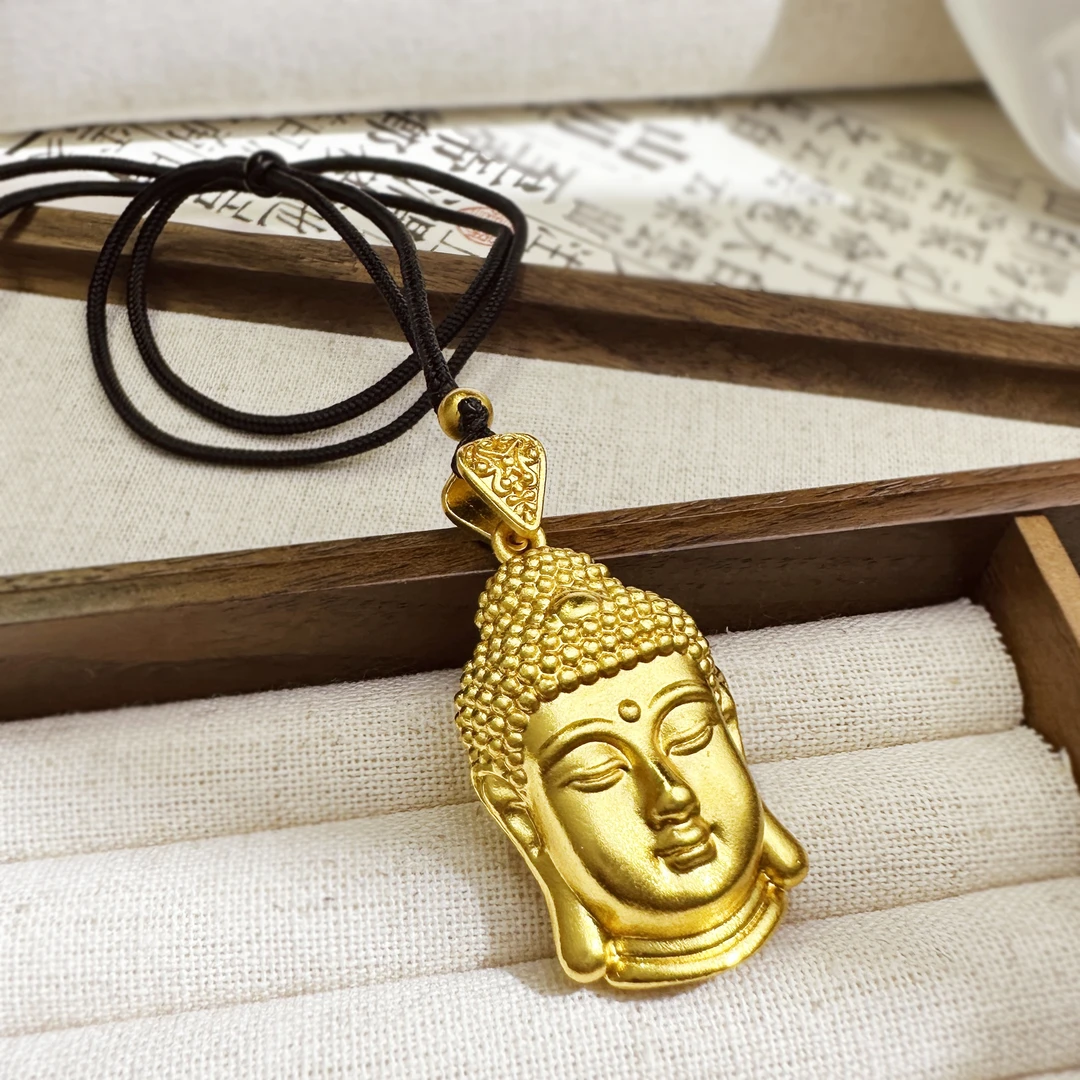 铜合金布艺项链 精美佛头项链男女轻奢时尚百搭金色挂坠XL14082