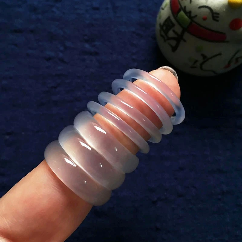 天然巴西料玉髓男女情侣细戒指玛瑙玉石女小众设计简约跑环尾戒