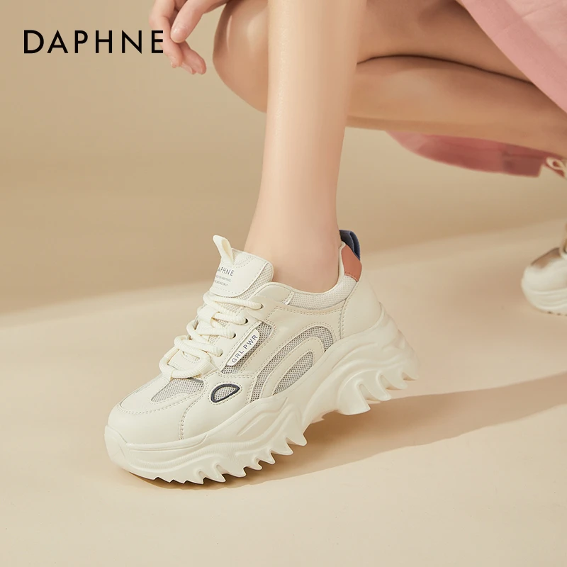 达芙妮春秋季新款休闲鞋松糕底鞋小白鞋网面透气秋款运动老爹鞋子