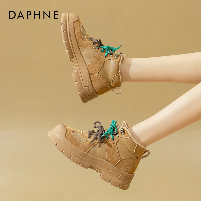 Daphne达芙妮 翩若惊鸿~复古做旧登山靴女工装短靴秋冬加绒马丁靴