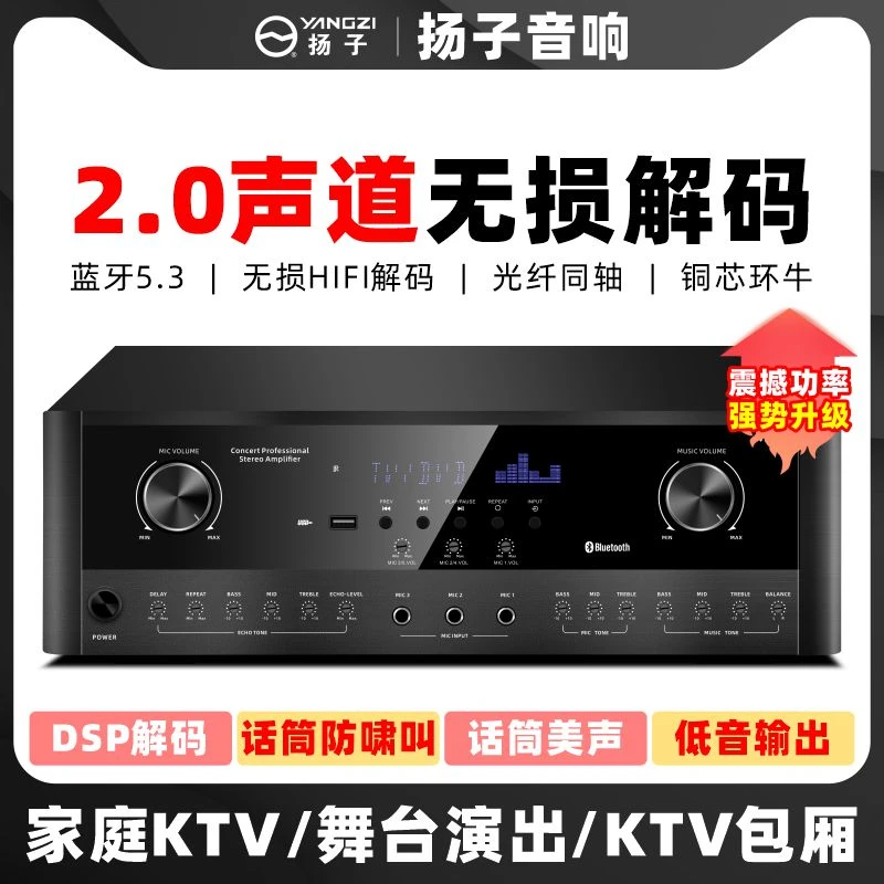 专业蓝牙功放机大功率家用K歌音响插卡收音舞台3D立体影视功放机
