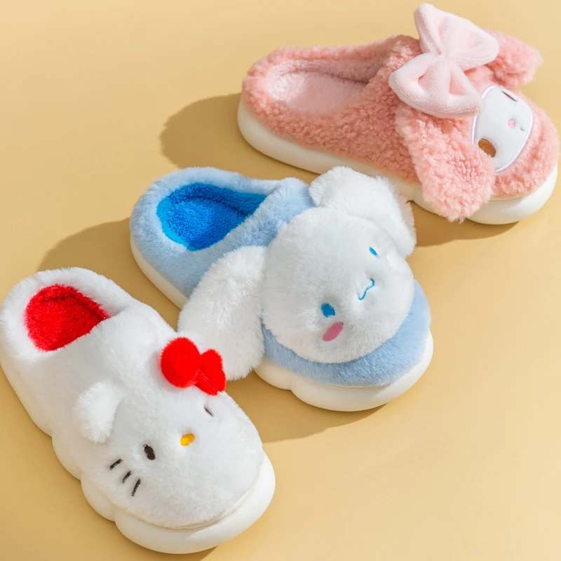 【粉丝专享】正版三丽鸥系列hellokitty棉拖女式保暖家居毛毛拖鞋