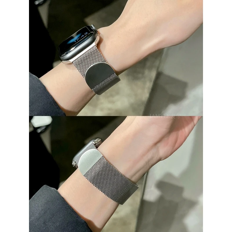 椭圆米兰尼斯不锈钢表带适用于AppleWatch345678代S9iWatch