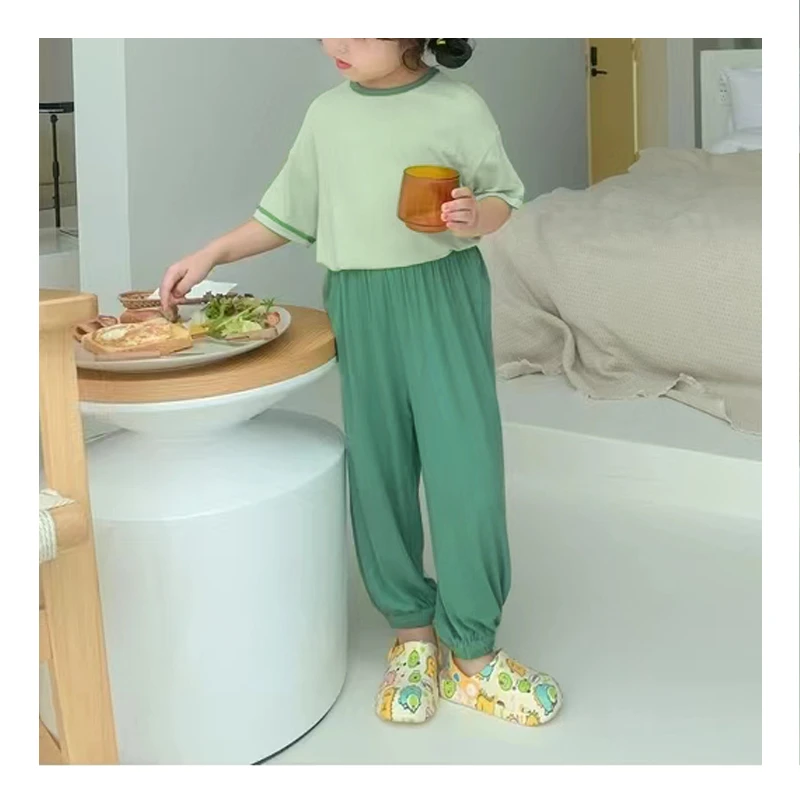 夏季糖果色42003亲子净面（高定莫塞尔）高弹夏季家居服套装