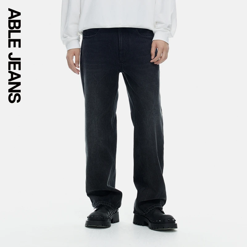 ABLEJEANS【宽松直筒裤】新款男士男款宽松直筒牛仔裤801644