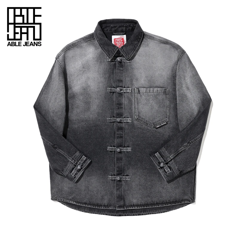 ABLE JEANS【中国想象】秦·俑系列新中式水洗牛仔衬衫841023