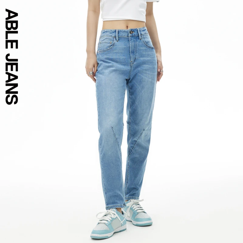 ABLE JEANS【立体锥形裤】基础百搭立体膝牛仔裤长裤男女同款701280
