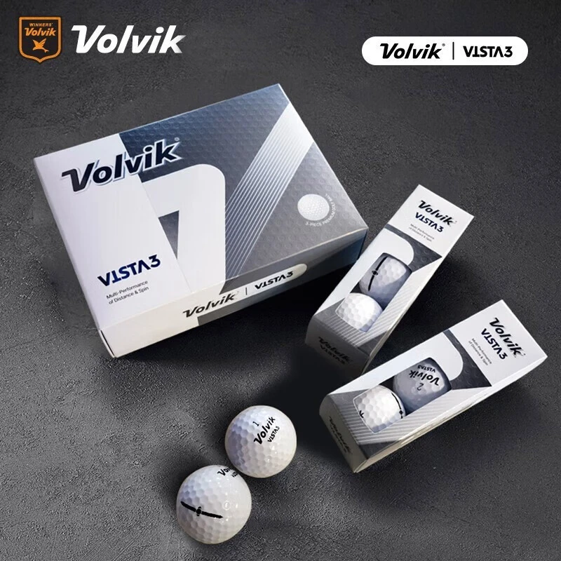 VOLVIK高尔夫球远距离标准款12粒装光面三层球VISTA3白色稳定弹性