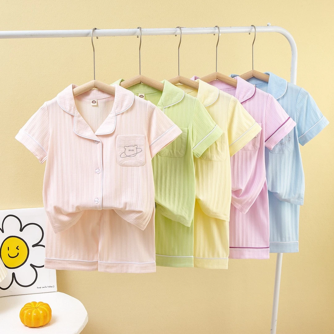 儿童睡衣家居服套装夏季短袖短裤男女童薄款空调服莫代尔宝宝衣服