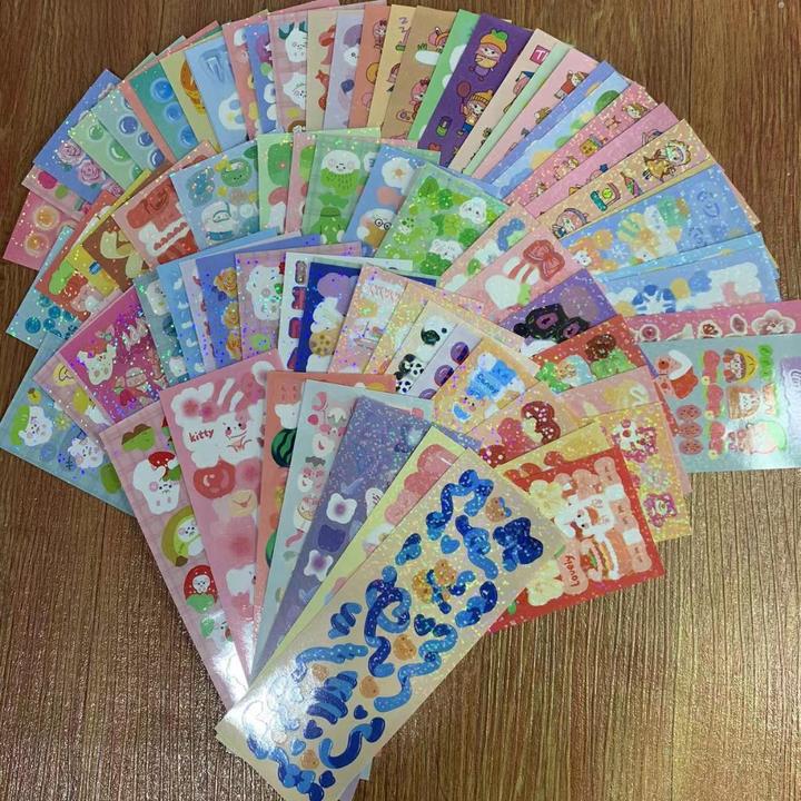 咕卡贴纸100张不重复随心配镭射咕卡贴纸韩版ins原创图案