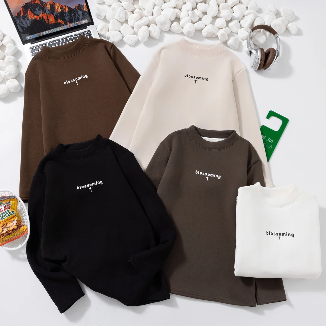 青少年大童加厚奥丽绒高领打底卫衣+