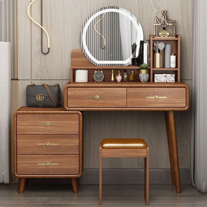 新中式实木梳妆台卧室家用化妆桌现代简约梳妆台收纳柜斗柜梳妆台