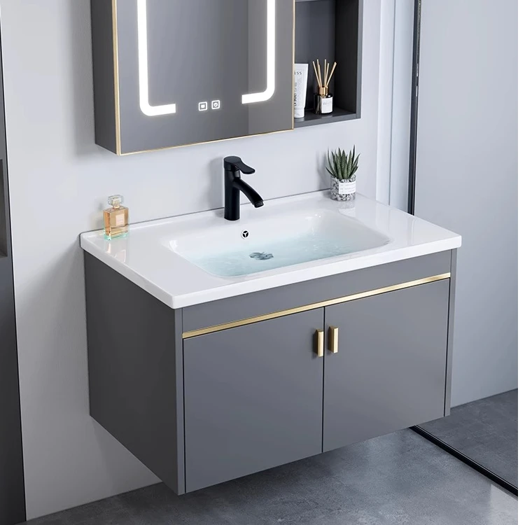 洗脸盆浴室柜洗手盆柜组合卫生间陶瓷一体盆轻奢大镜面