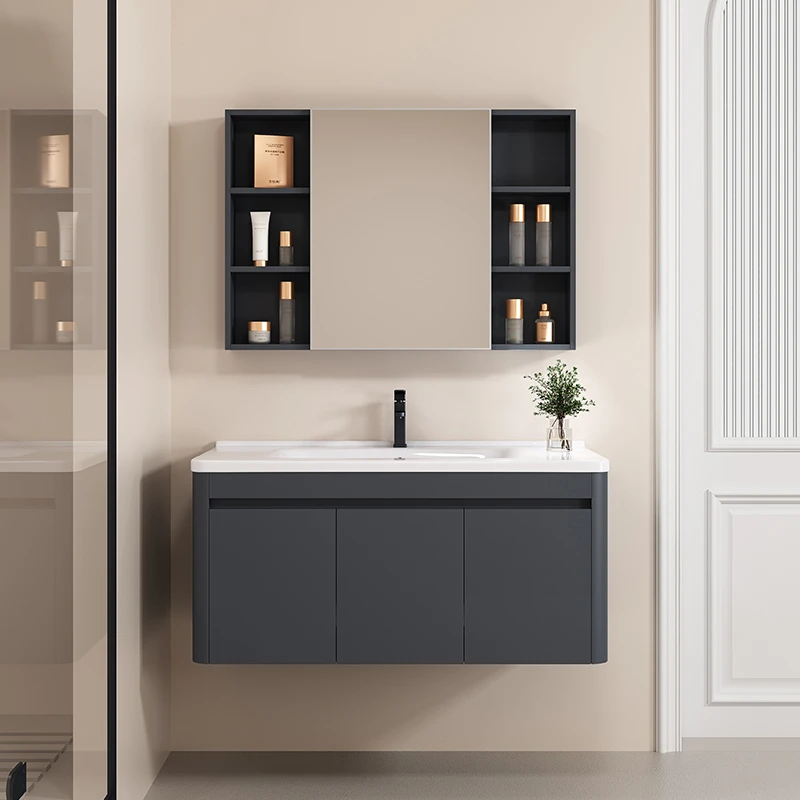 太空铝浴室柜陶瓷一体洗手台盆柜组合